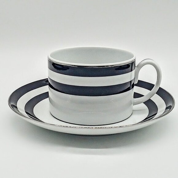 Vintage Ralph Lauren Spectator Black Flat Cup & Saucer Set - Picture 1 of 9